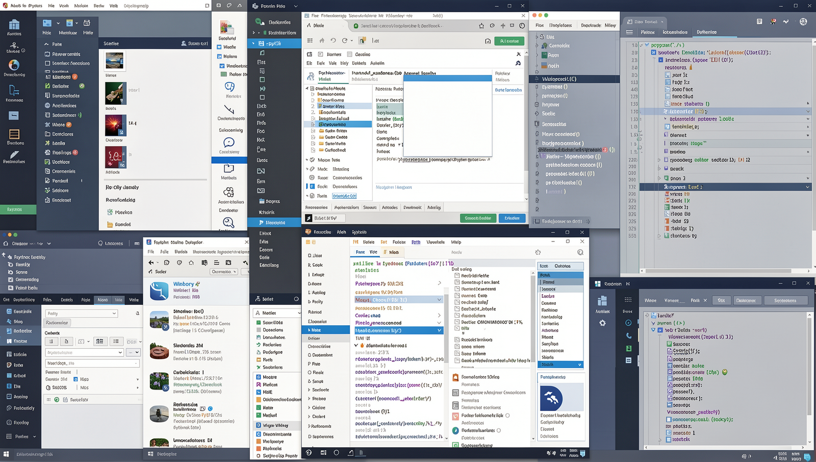 Collage of Python IDE interfaces highlighting key features for developers.