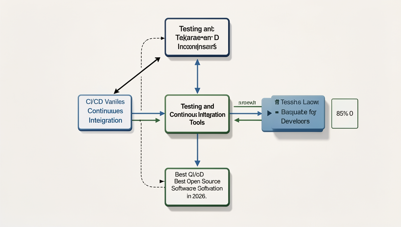 Detailed infographic of the CI/CD pipeline for software development.
