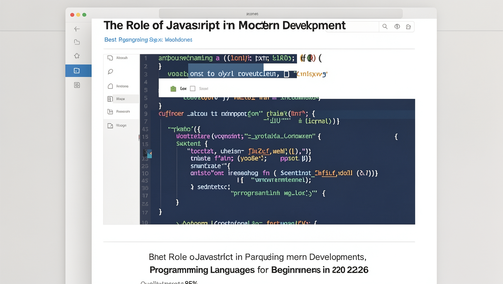 Web page showcasing JavaScript functionality with interactive elements and modern design.