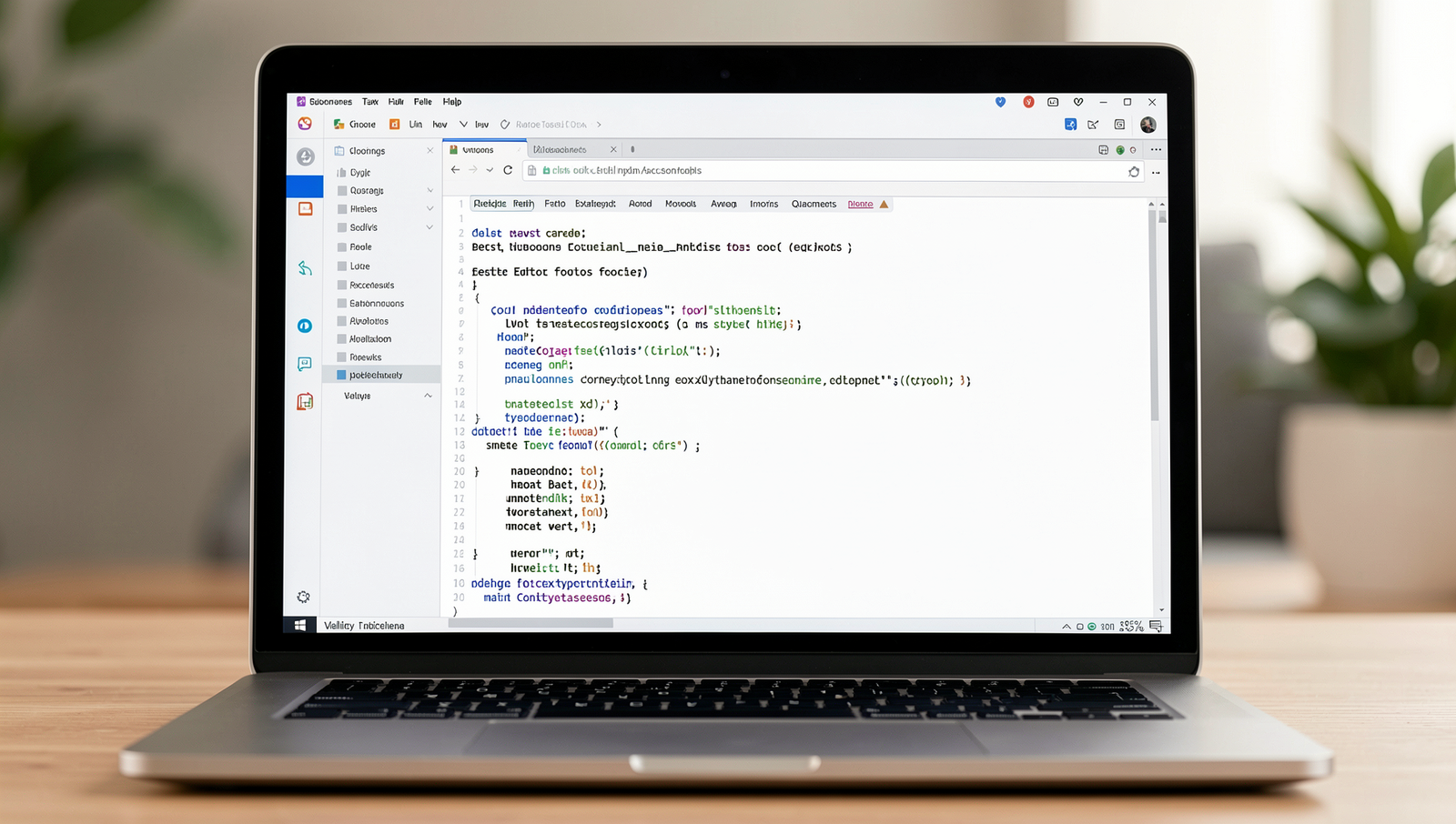 Beginner-friendly text editor displayed on a laptop screen in natural lighting.