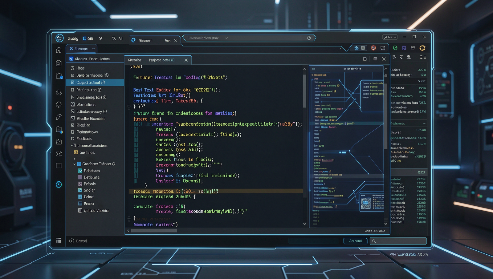 Futuristic text editor design featuring AI elements and sleek interface.