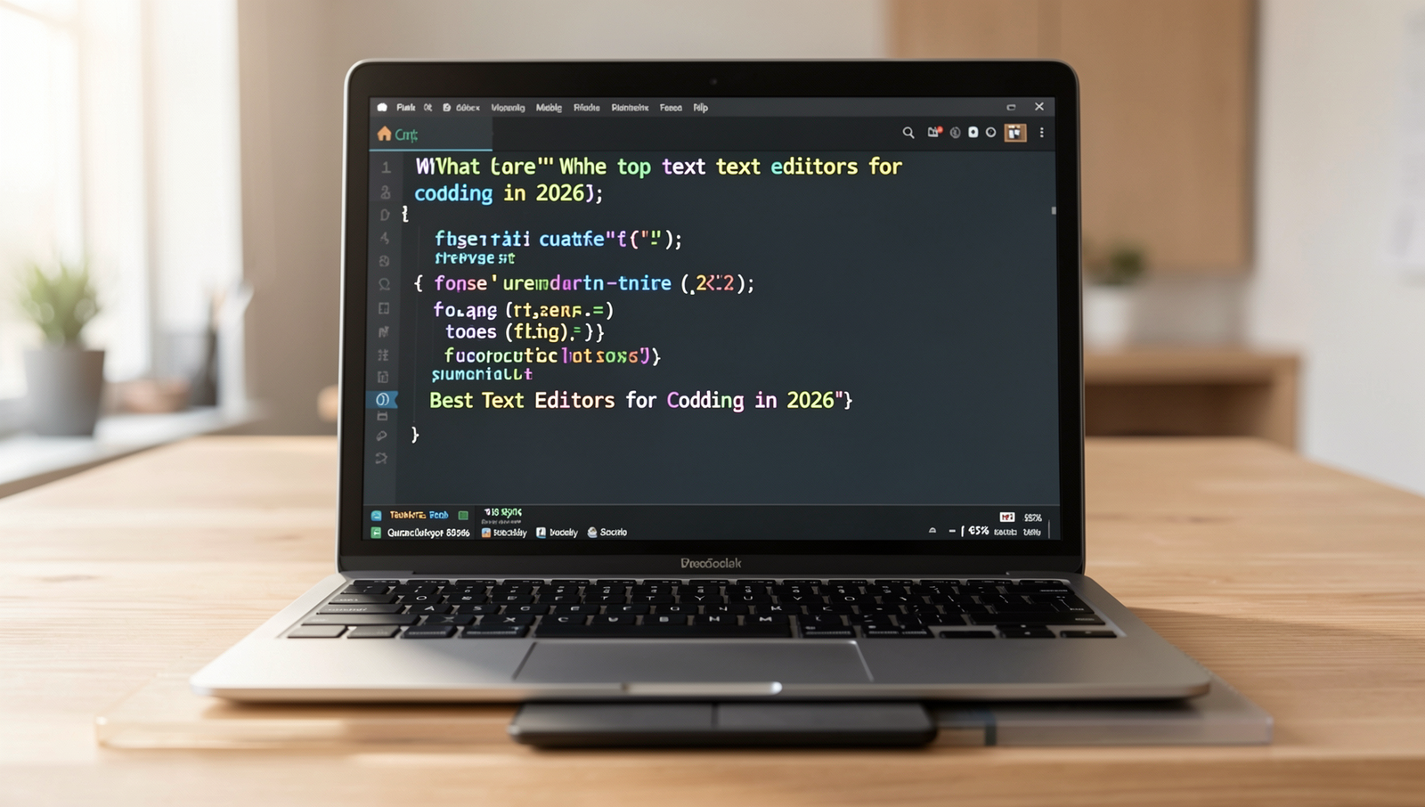 Diagram showcasing top text editors for coding in 2026 with features and benefits.