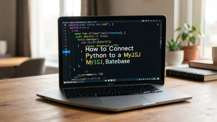 Professional editorial photo of a programmer connecting Python to a MySQL database.