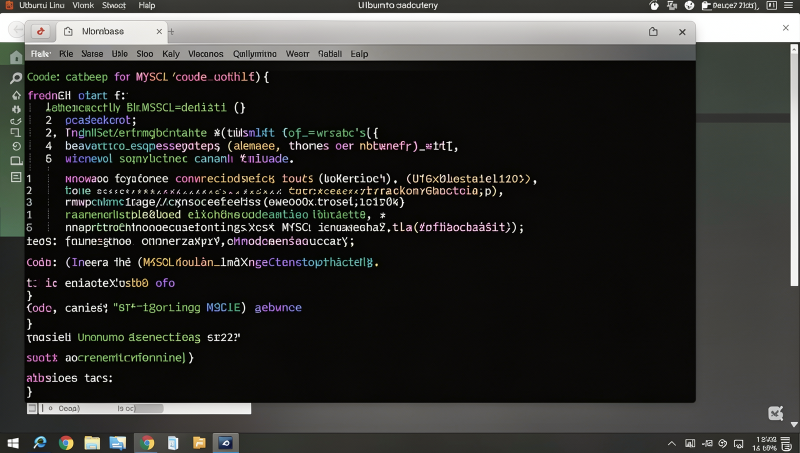 Code snippet for establishing MySQL database connection on a Linux terminal.