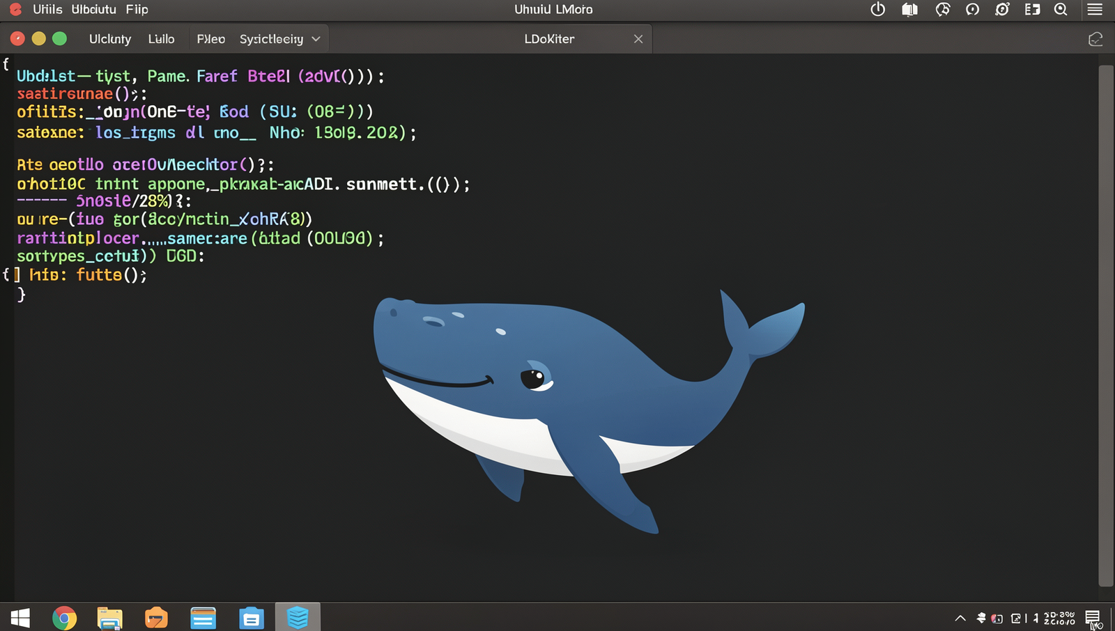 Docker whale icon displayed in system tray on a Linux desktop environment.