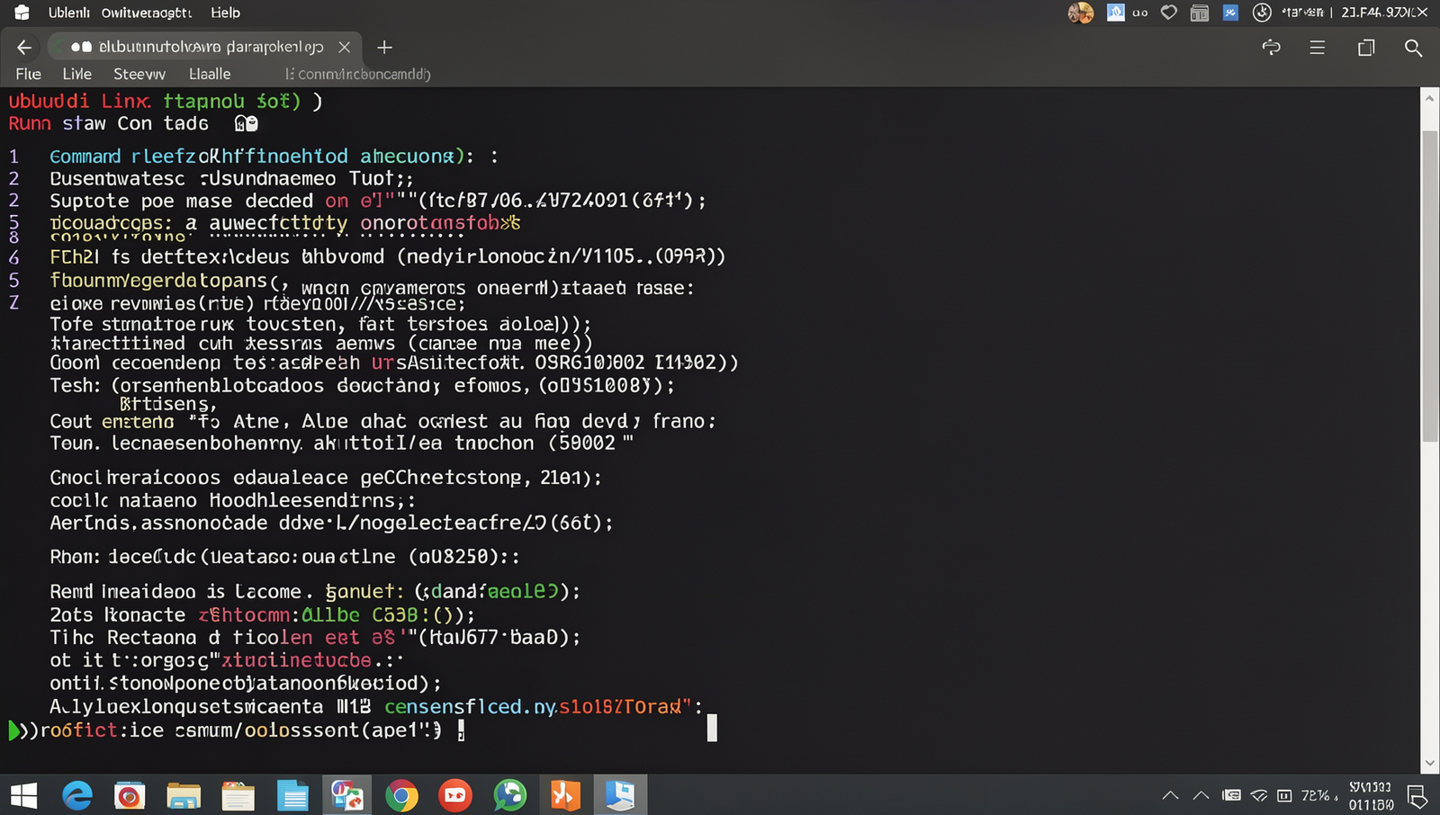 Photorealistic image of a Linux terminal running a Docker container command.