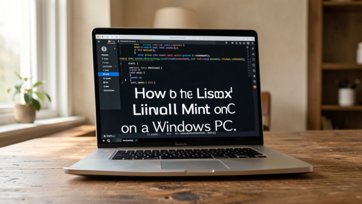 A detailed setup of a Windows PC displaying Linux Mint installation process.