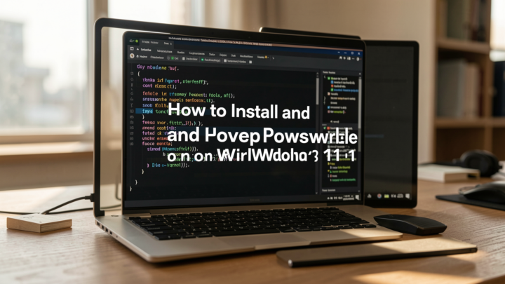 Professional setup showing a Windows 11 desktop with PowerShell open in a realistic environment.