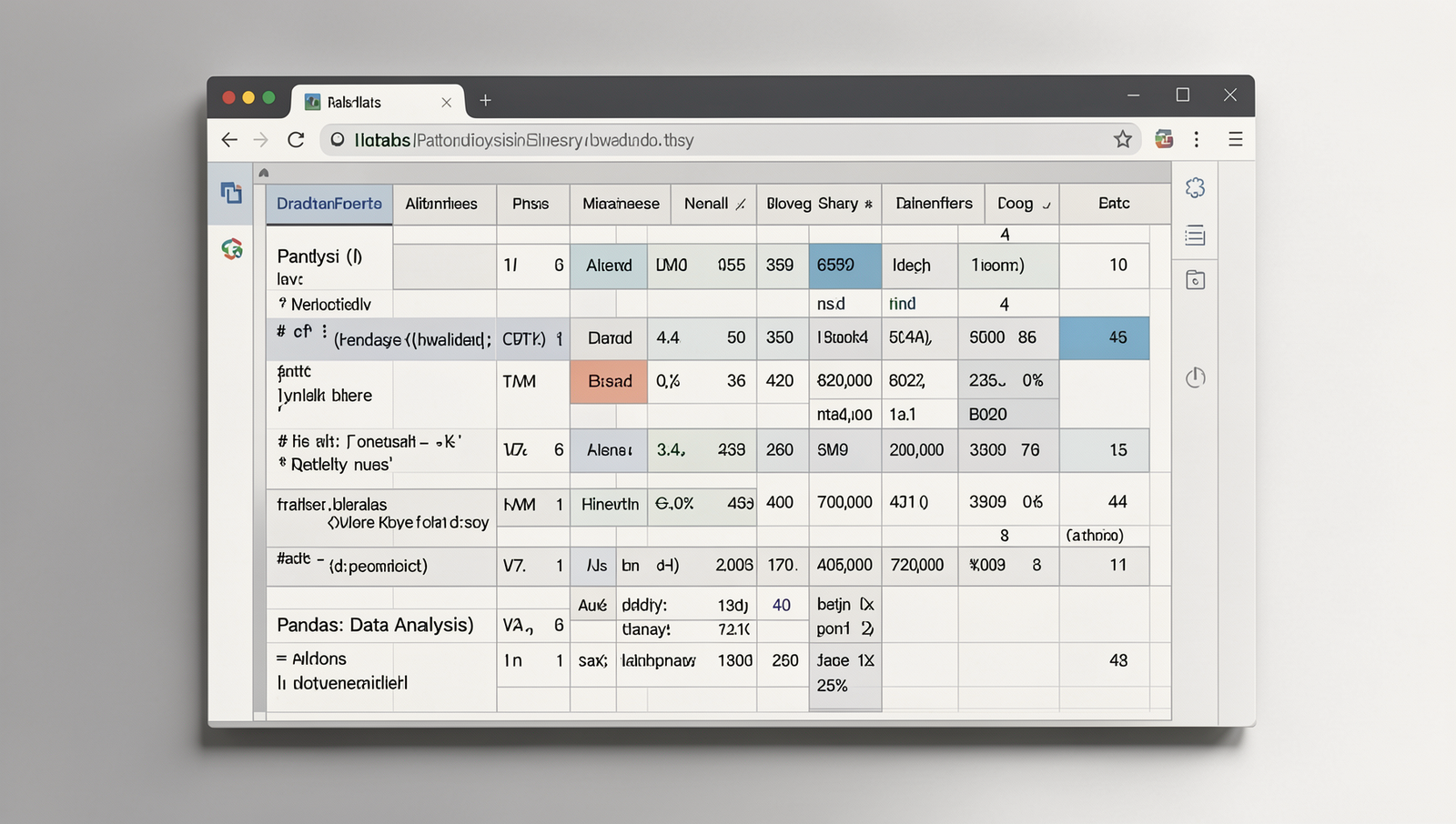 Detailed illustration of a DataFrame showcasing various data types in Python.