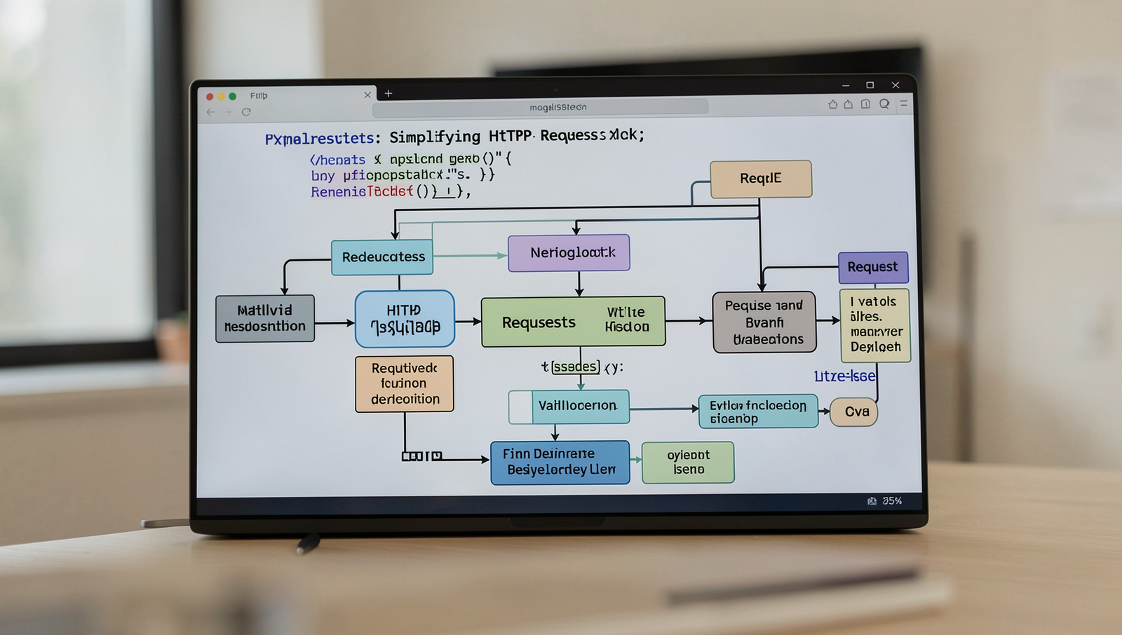 Detailed diagram illustrating the process of making HTTP requests using Python's Requests library.