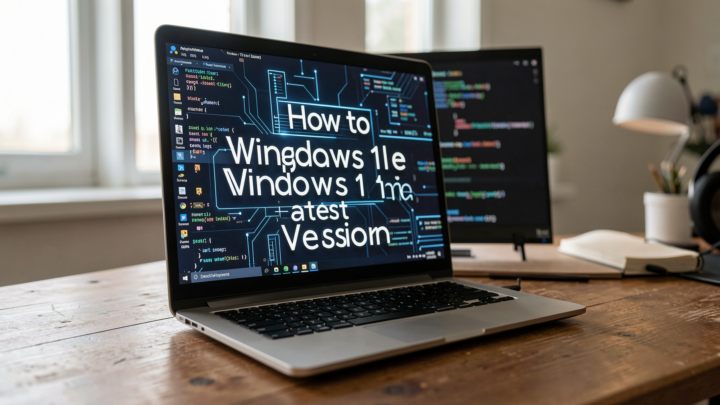Professional setup showcasing a laptop with Windows 11 upgrade interface in natural light.