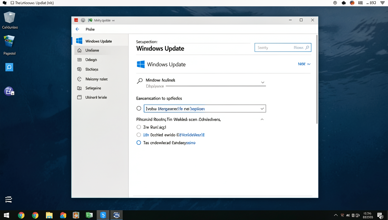Screenshot of Windows Update settings page with detailed interface and natural lighting.