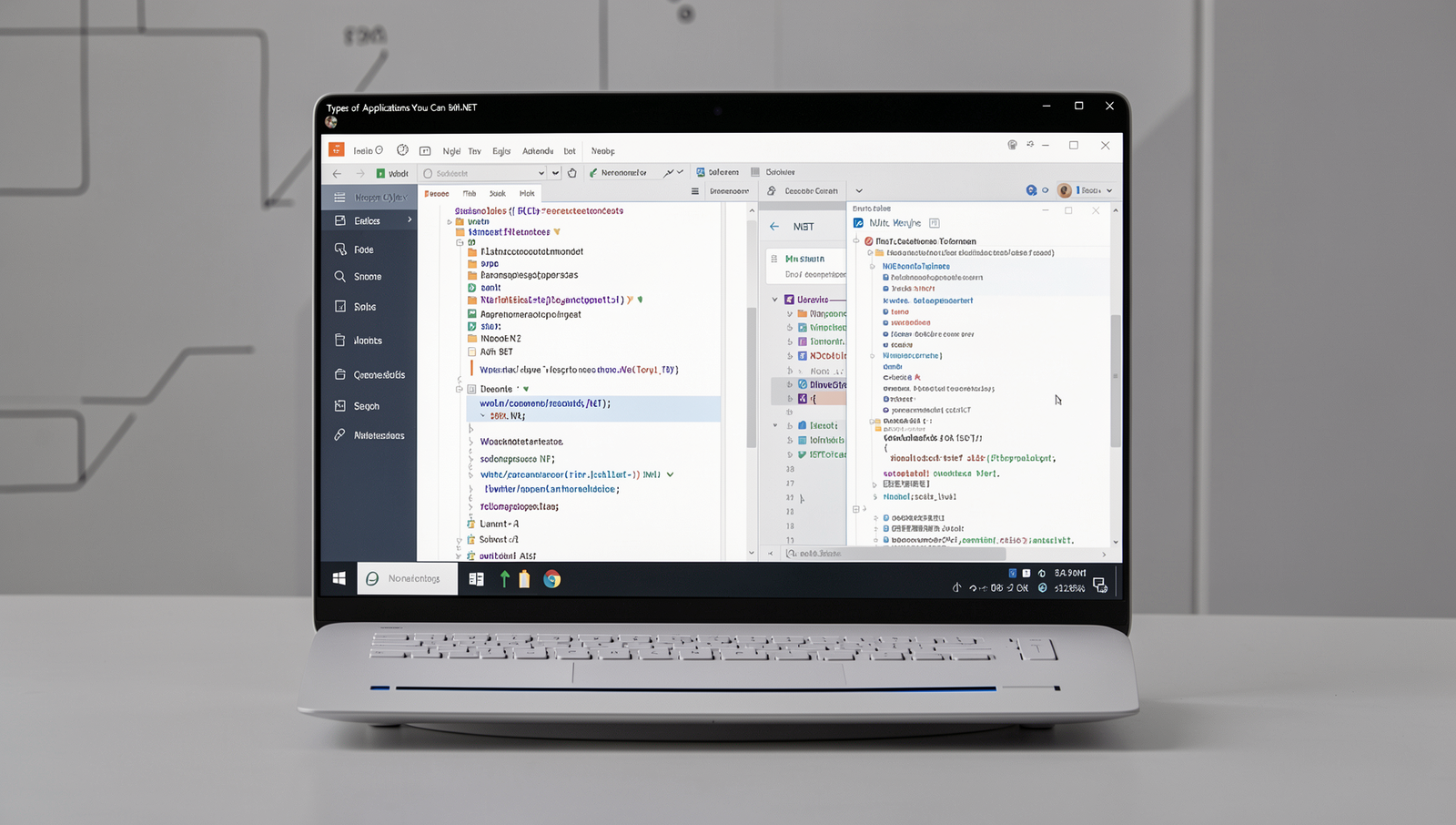 Collage of screenshots showcasing .NET apps: web, mobile, desktop, cloud, gaming, AI, IoT
