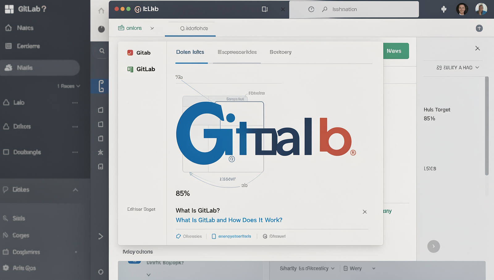 GitLab interface showcasing features and tools in a professional layout