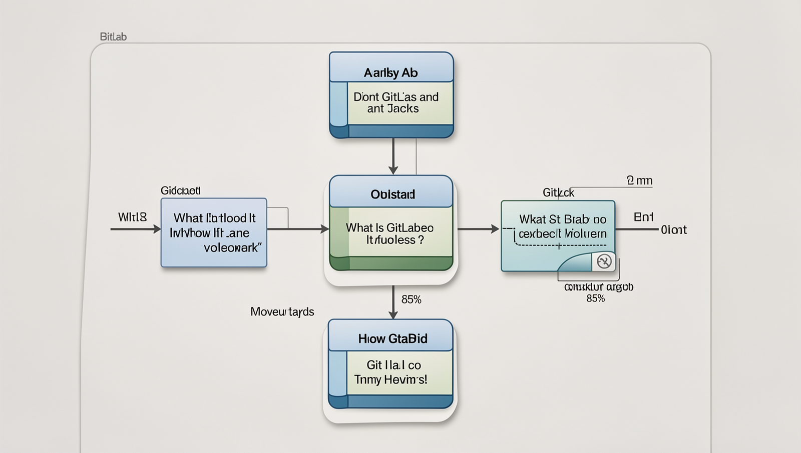Detailed diagram illustrating the GitLab workflow process in a professional style.