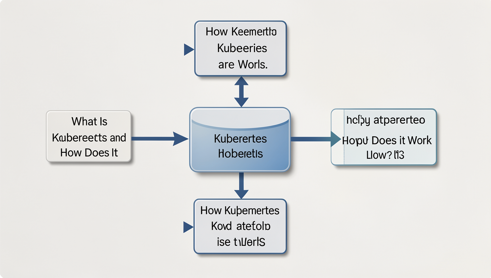 Detailed flowchart illustrating Kubernetes operation flow in a technical diagram style.