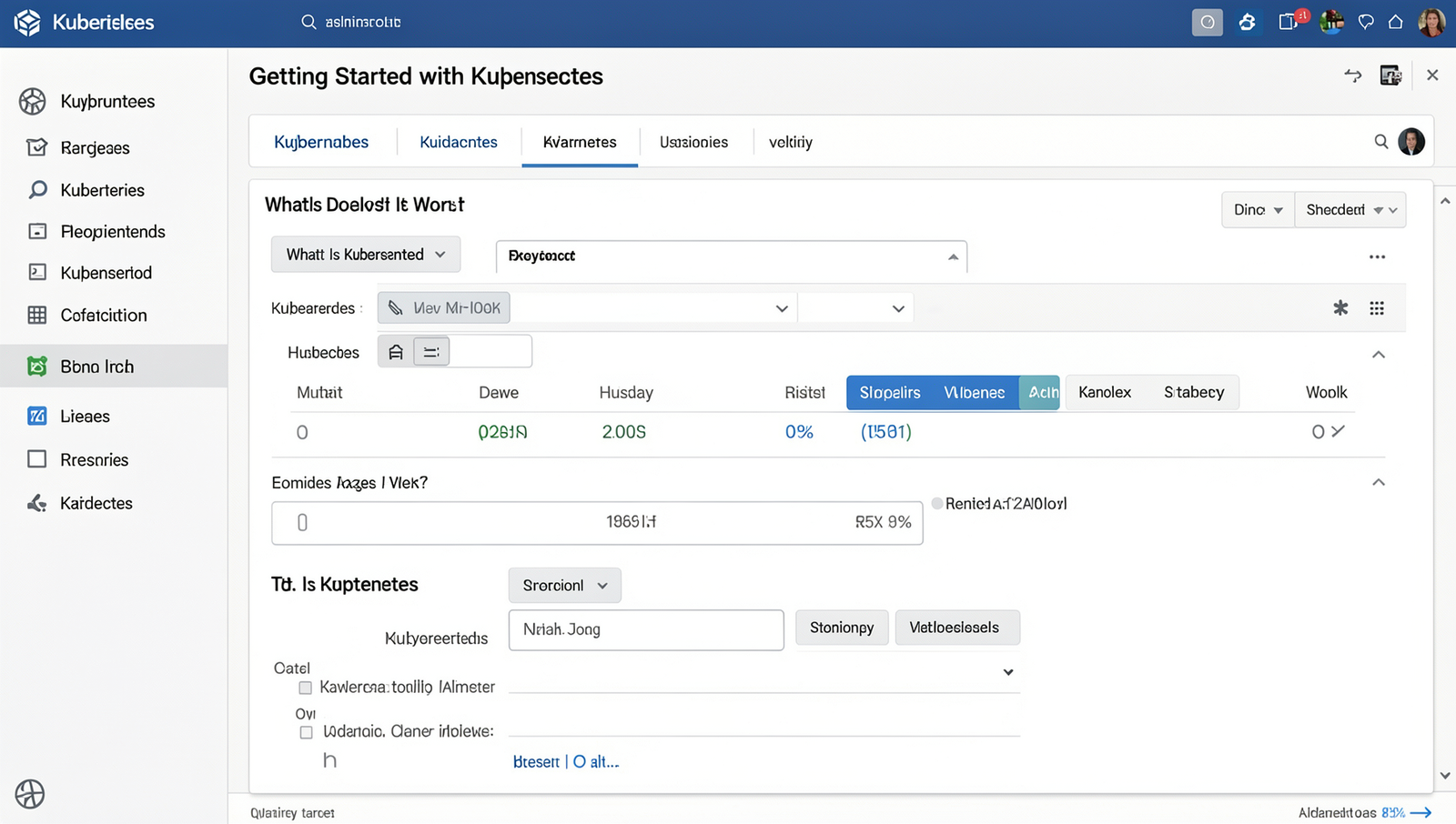 Kubernetes dashboard screenshot showcasing cluster management and metrics.
