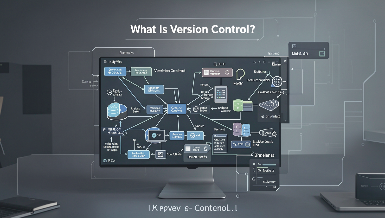 Detailed illustration of version control concepts with natural lighting and sharp focus.